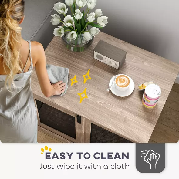 PawHut Dog Crate Furniture with Sliding Door for Medium Dogs, Brown - 7