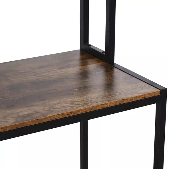 HOMCOM L Shaped Desk with Book Shelf, Industrial Corner Computer Desk, Writing Table with Steel Frame for Home Office, Bedroom, Study Room, 140 x 125cm, Brown - 9