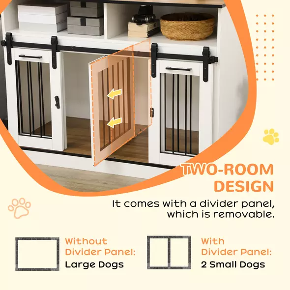 PawHut Dog Crate Furniture for Small and Large Dogs, with Movable Divider - White - 5