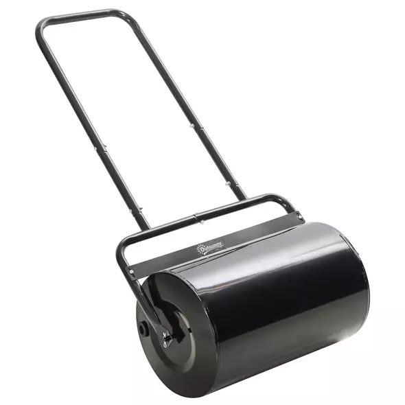 Outsunny 38L Fillable Cylinder Steel Lawn Roller - Black - 1