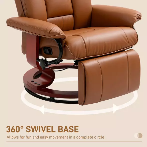 HOMCOM Faux Leather Recliner Chair - Brown - 6