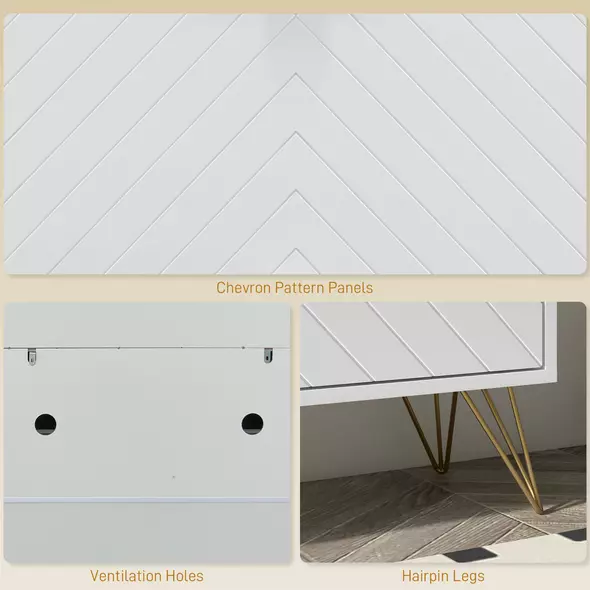 HOMCOM 12 Shoe Storage Cabinet, with Chevron Indents and Gold Tone Accents - White - 7