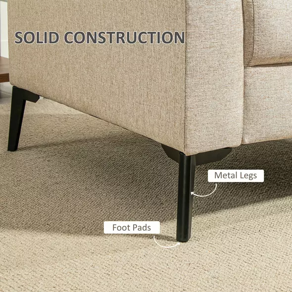 HOMCOM Linen-Look Armchair - Beige - 6