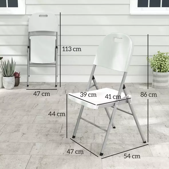 Outsunny Set of Four Foldable Outdoor Chairs - White - 3