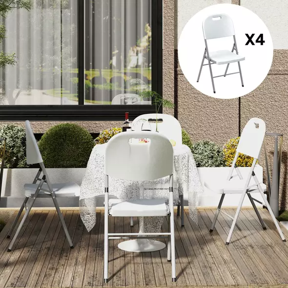 Outsunny Set of Four Foldable Outdoor Chairs - White - 7