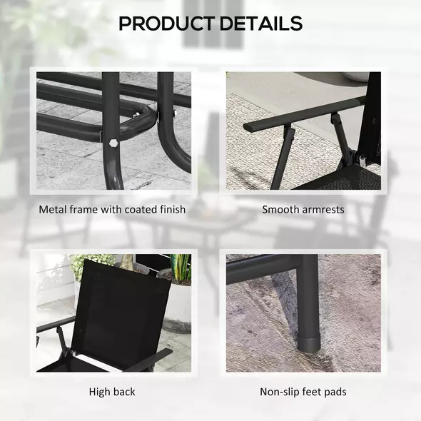 Outsunny Four-Piece Metal Garden Sofa Set - Black - 7