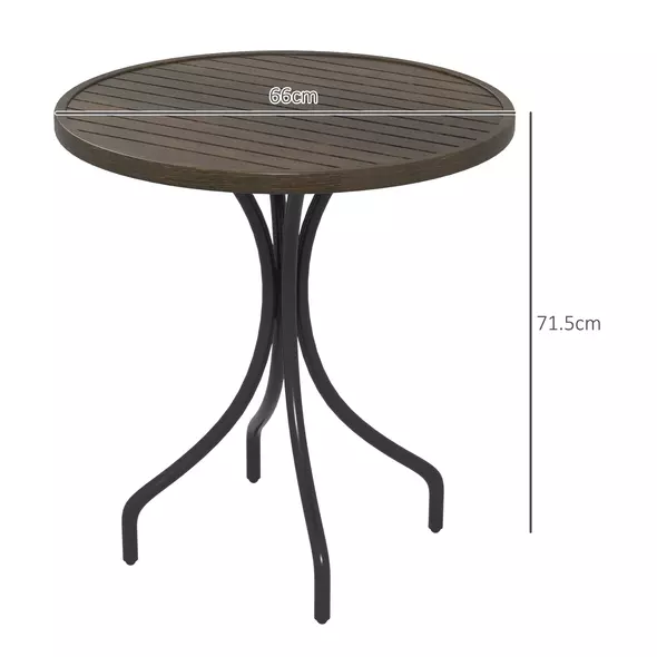 Outsunny Φ66cm Galvanised Steel Garden Table - Brown - 3
