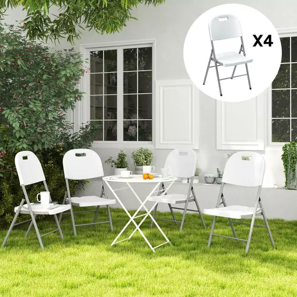 Outsunny Set of Four Foldable Outdoor Chairs - White - 8