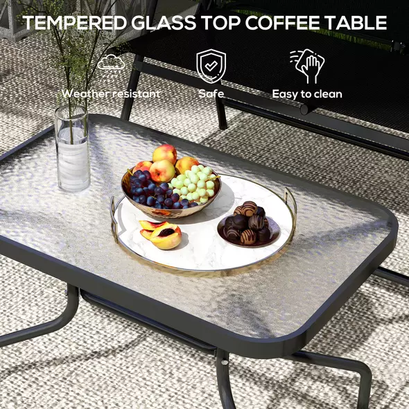 Outsunny Four-Piece Metal Garden Sofa Set - Black - 6