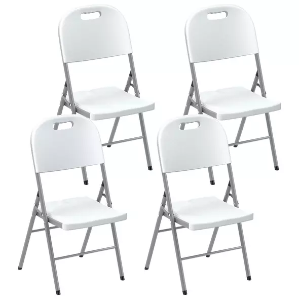 Outsunny Set of Four Foldable Outdoor Chairs - White - 1