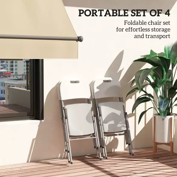 Outsunny Set of Four Foldable Outdoor Chairs - White - 4