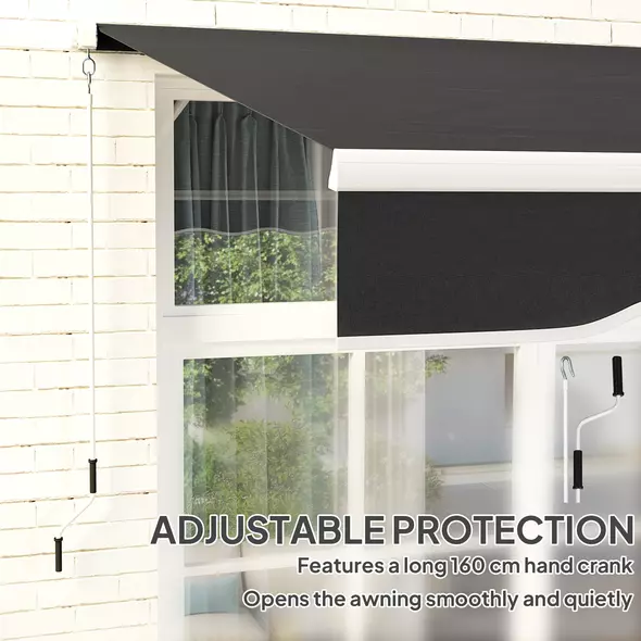 Outsunny Garden Retractable Awning - Black - 5