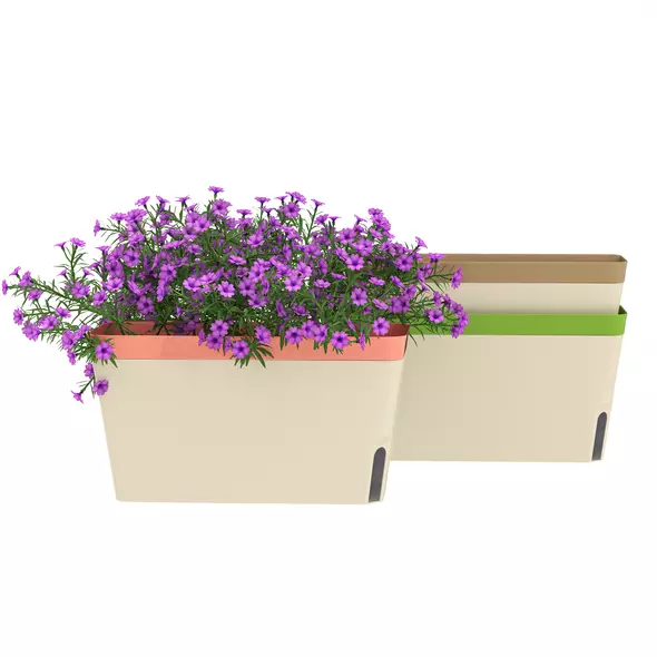 Outsunny Set of 3 Self Watering Plant Pots Outdoor, 27cm Rectangular Garden Planters with Visual Water Level Window, Plastic Flower Pots for Indoor Outdoor Garden Balcony Windowsil - 1
