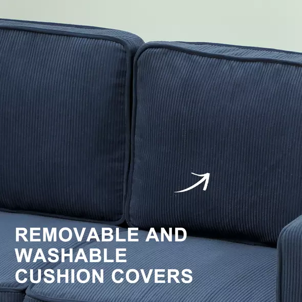 HOMCOM Small Two-Seater Corduroy Sofa - Blue - 6