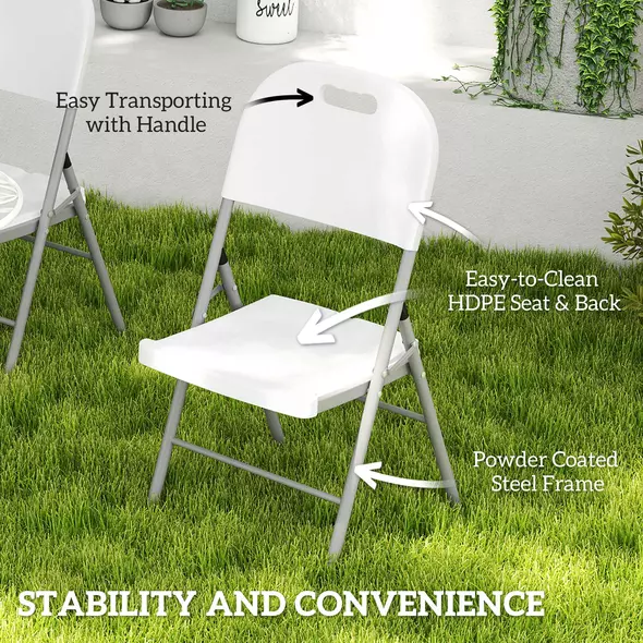 Outsunny Set of Four Foldable Outdoor Chairs - White - 5
