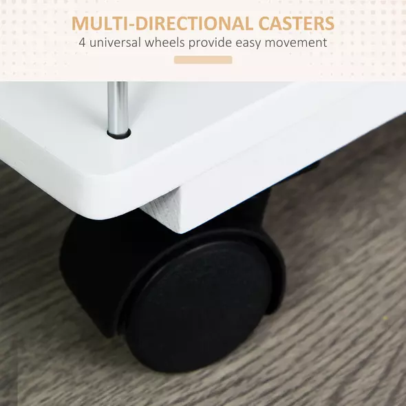 HOMCOM Rolling Kitchen Cart, Utility Storage Cart with 4 Basket Drawers & Side Racks, Wheels for Dining Room, Natural and White - 5