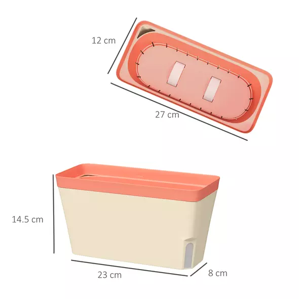 Outsunny Set of 3 Self Watering Plant Pots Outdoor, 27cm Rectangular Garden Planters with Visual Water Level Window, Plastic Flower Pots for Indoor Outdoor Garden Balcony Windowsil - 3