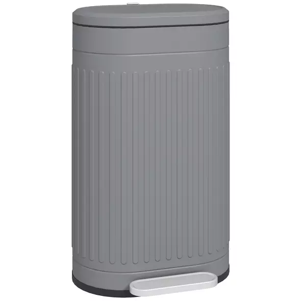 HOMCOM 30L Metal Kitchen Bin, with Soft-Close Lid - Grey - 1