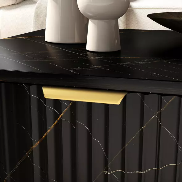 HOMCOM Elegant Marble Effect Storage Coffee Table - Black - 7