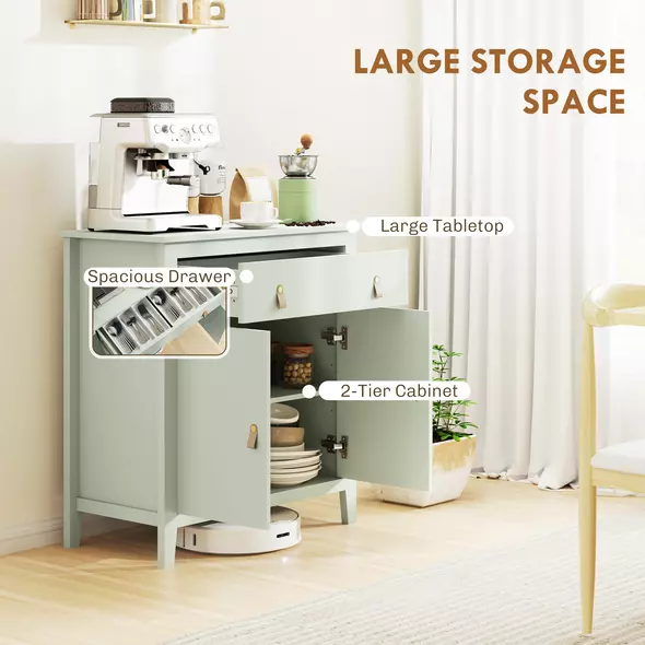 HOMCOM Farmhouse Style Sideboard - Light Green - 4