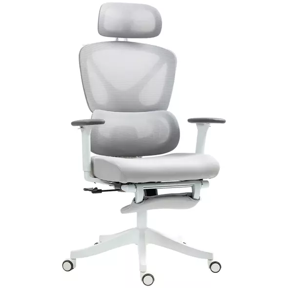 HOMCOM Ergonomic and Adjustable Office Chair - Grey - 1