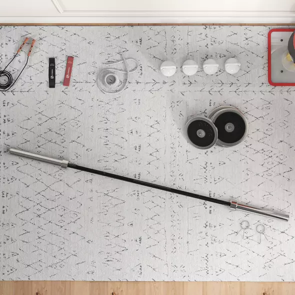 SPORTNOW 210cm Olympic Barbell Bar for 5cm Weight Plates, with Spring Clips, 19kg - 7