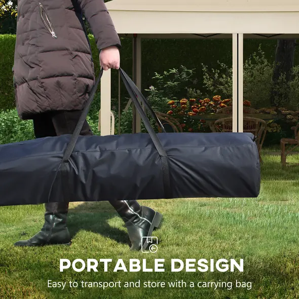 Outsunny 3 x 3(m) Pop Up Gazebo, Double-roof Garden Tent with Netting and Carry Bag, Party Event Shelter for Outdoor Patio, Cream White - 6