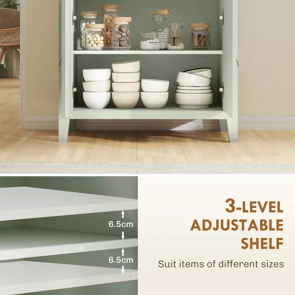 HOMCOM Farmhouse Style Sideboard - Light Green - 5