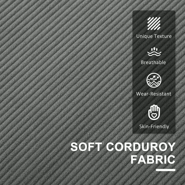 HOMCOM Small Two-Seater Corduroy Sofa - Grey - 5