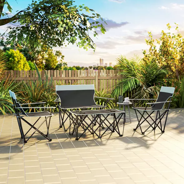 Outsunny Four-Piece Portable Picnic Table Set - Grey - 8