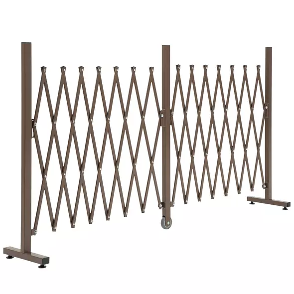 Outsunny Expanding Trellis Fence Freestanding Movable Fence Foldable Garden Screen Panel Aluminium, 405cm x 103.5cm, Dark Brown - 1