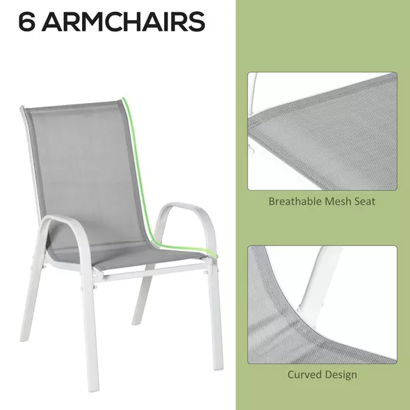 Outsunny Seven-Piece Outdoor Dining Set - Grey - 5