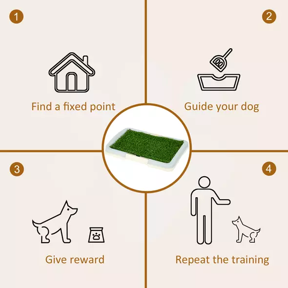 PawHut Puppy Training Pad, Indoor Portable Puppy Pad, with Artificial Grass, Grid, Panel, Tray, 46.5 x 34cm - 7