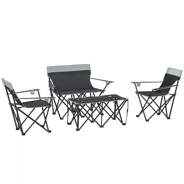 Outsunny Four-Piece Portable Picnic Table Set - Grey - 1