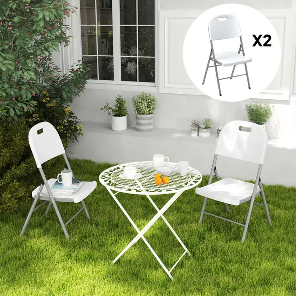 Outsunny Set of Two Foldable Outdoor Chairs - White - 8