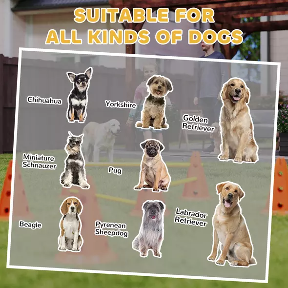 PawHut Dog Agility Equipment Set of Six Cones, Six Poles with Carry Bag, Three-Piece Adjustable Height Jumping Obstacles Orange - 8