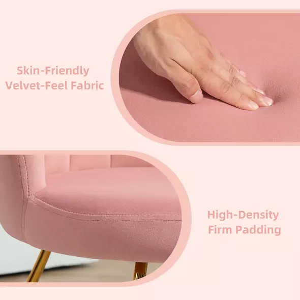 HOMCOM Velvet-Feel Lotus Petal Accent Chair - Pink - 5