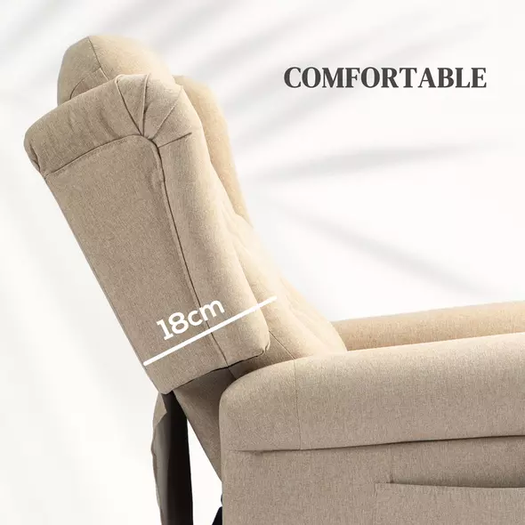 HOMCOM 45° Lifting Riser and Recliner Armchair  - Beige - 6