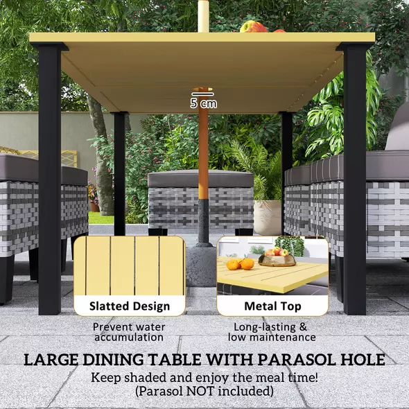 Outsunny Seven-Piece Rattan Dining Set - Grey - 5