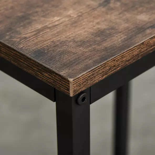 HOMCOM Industrial Bar Height Dining Table Set With 2 Stools & Side Shelf, 3 Pieces Coffee Table for Dining Room, Kitchen, Dinette - 9