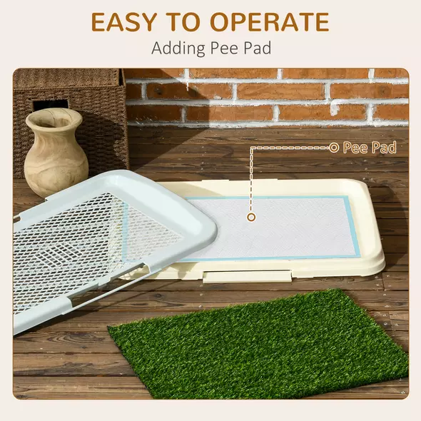 PawHut Puppy Training Pad, Indoor Portable Puppy Pad, with Artificial Grass, Grid, Panel, Tray, 46.5 x 34cm - 8