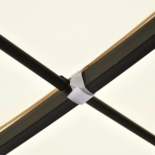 Outsunny 4 x 3 Meters Canopy Metal Wall Gazebo Awning Garden Marquee Shelter Door Porch - Cream - 7