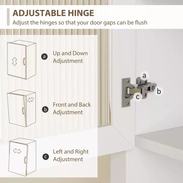 HOMCOM 4-Door Kitchen Cupboard with Drawer, Freestanding Kitchen Cabinet with Glass Doors, Adjustable Shelves and Open Counter, White - 8