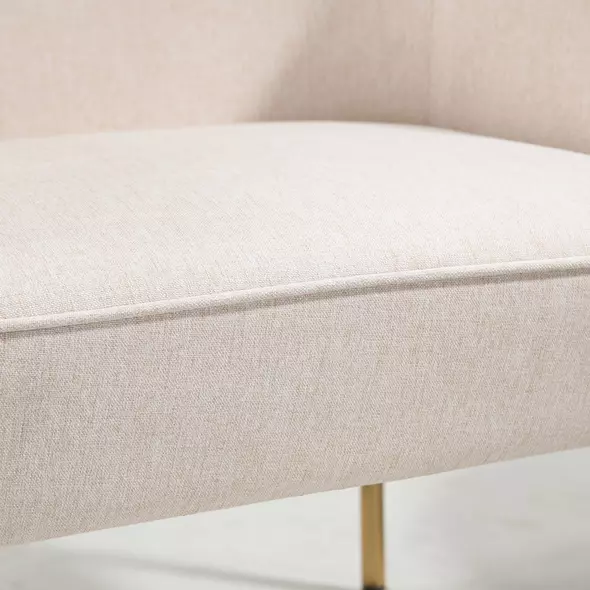 HOMCOM Fabric Accent Chair, Modern Armchair with Metal Legs for Living Room, Bedroom, Home Office, Cream - 7