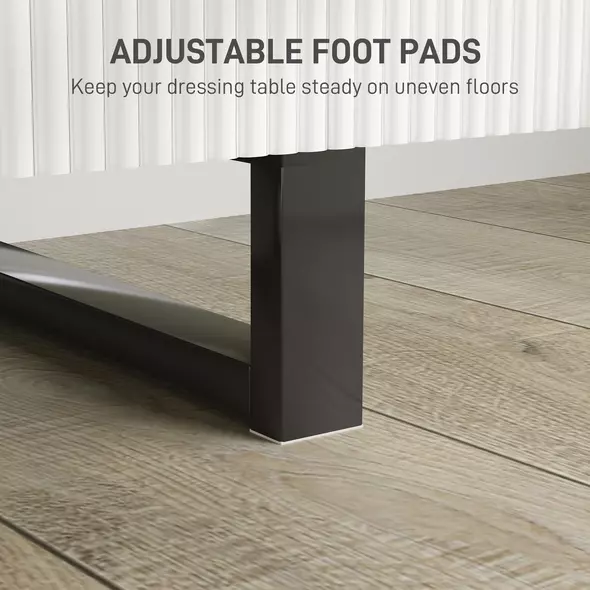 HOMCOM Dressing Table, Vanity Desk with Leaf Shape Mirror, Makeup Table with 5 Drawers, 3-Colour LED Lights, 100x40cm Tabletop, White - 7