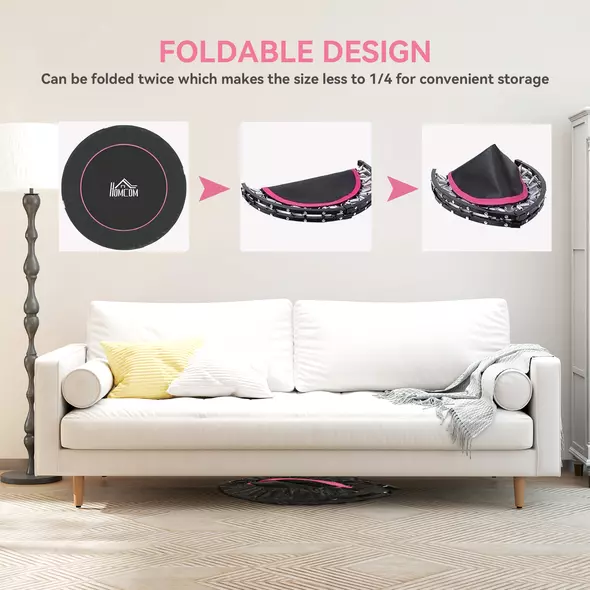HOMCOM 48" Foldable Mini Fitness Trampoline, with Adjustable Foam Handle, Pink - 5