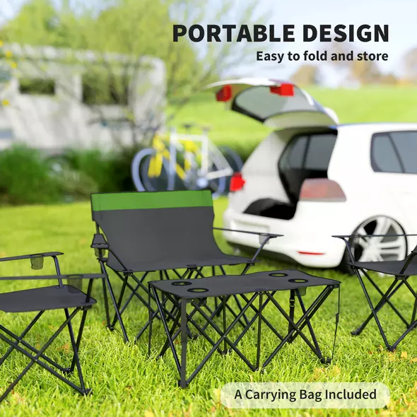 Outsunny Four-Piece Portable Picnic Table Set - Green - 6