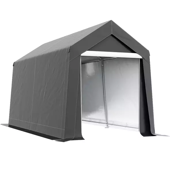 Outsunny 3.6 x 2.1m Portable Outdoor Shed, with Window - Dark Grey - 1