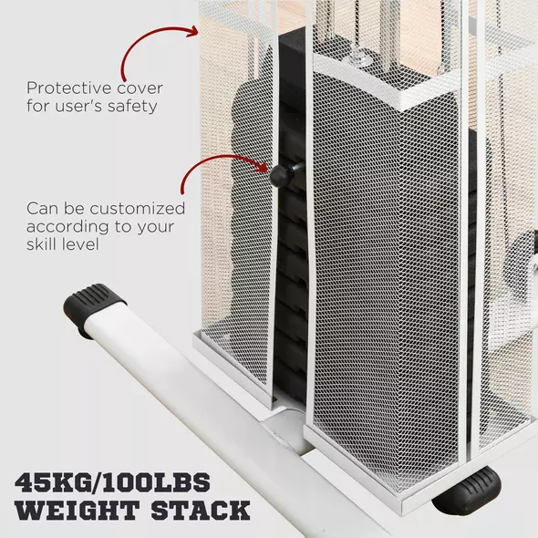 HOMCOM Multifunction Home Gym Weight Training Workout Station Fitness Strength Machine, White - 5