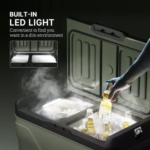 Outsunny 45L Two Compartment Car Fridge Cooler - Green - 7